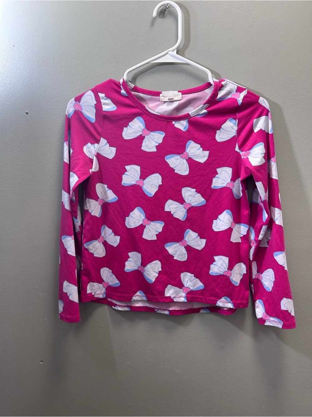 btween Hot Pink Long-Sleeve Top with White Bow Print